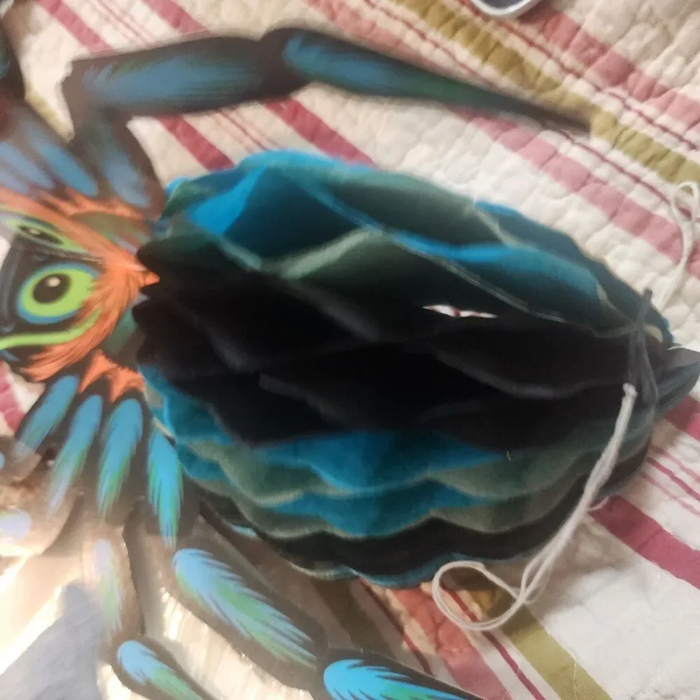 Vintage A Beistle Creation Hanging Blue Spider Halloween